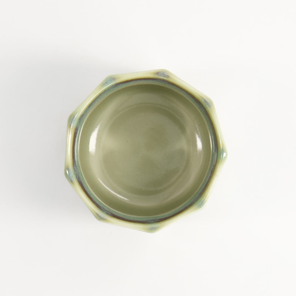 White and Aqua Glazed ceramic tea cup