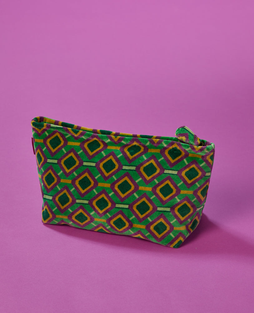 Large Cotton Cosmetics Bag- Famara Green