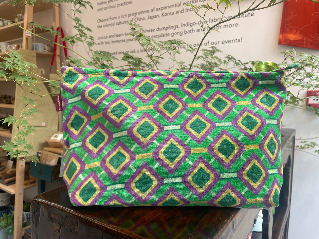 Large Cotton Cosmetics Bag- Famara Green