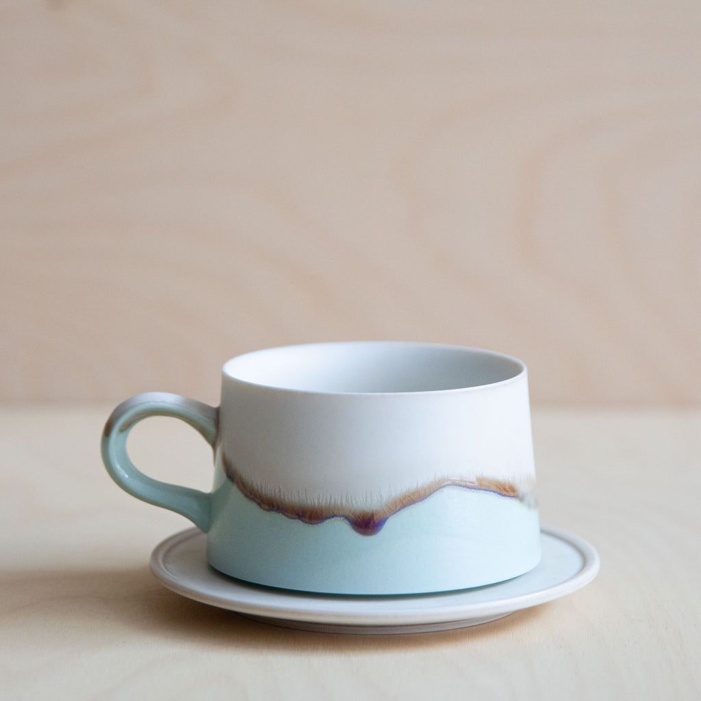 Porcelain Jade&White Glaze Coffee Mug with plate