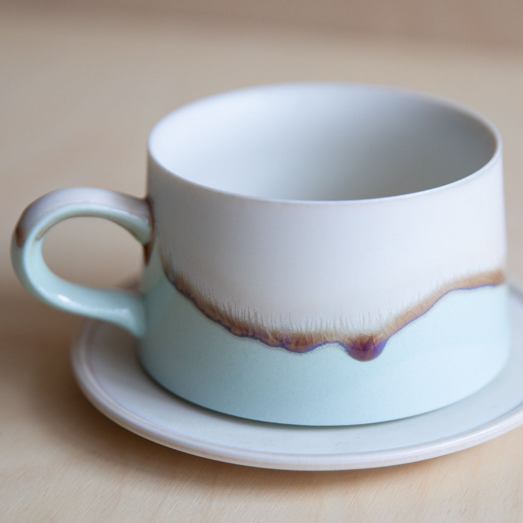 Porcelain Jade&White Glaze Coffee Mug with plate