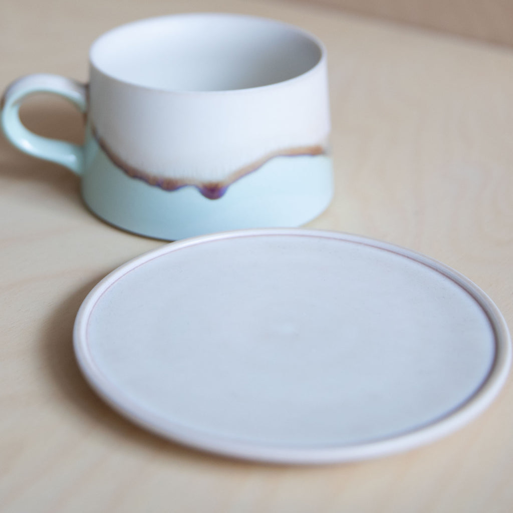 Porcelain Jade&White Glaze Coffee Mug with plate