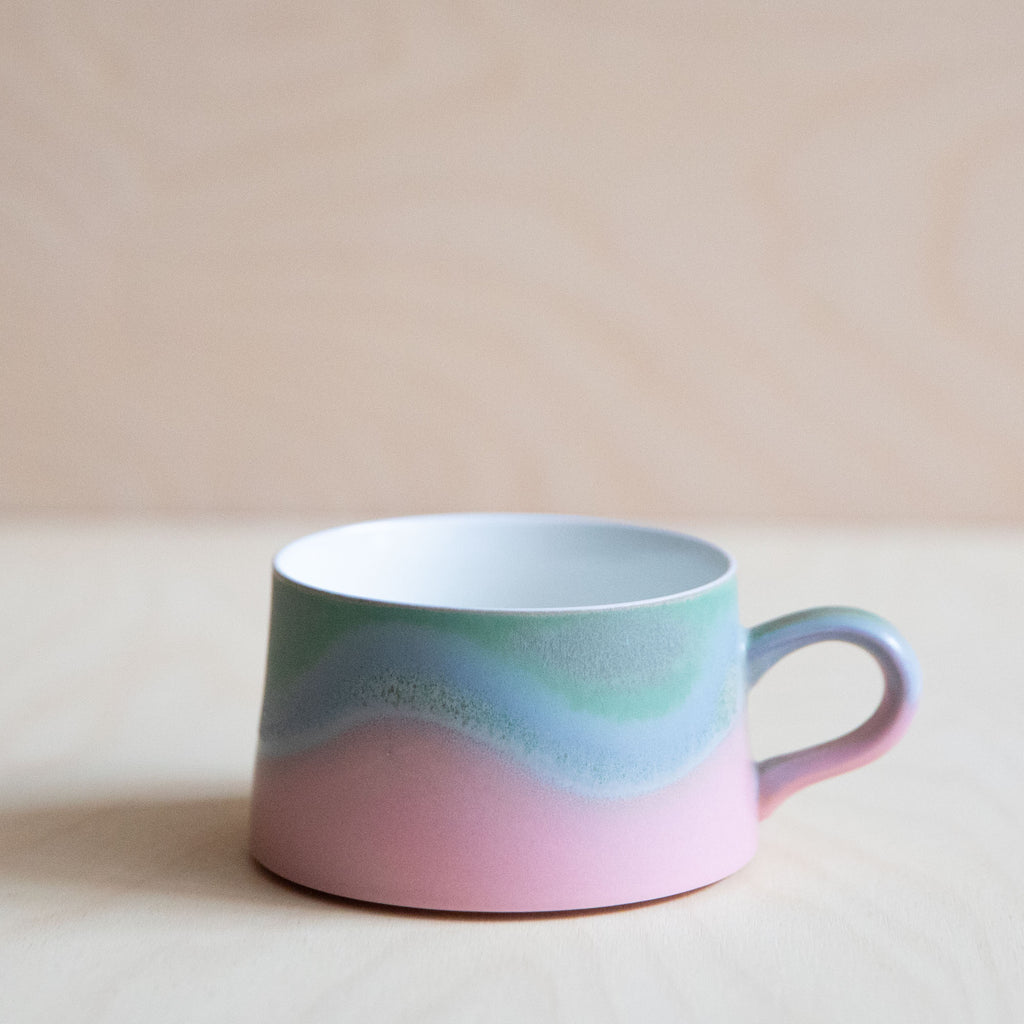 Porcelain Green Blue Pink Glaze Coffee mug