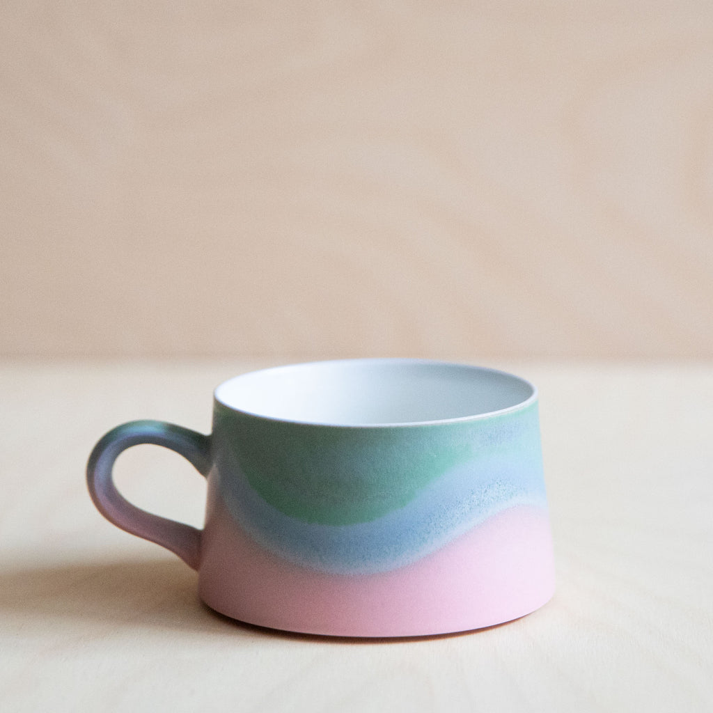 Porcelain Green Blue Pink Glaze Coffee mug