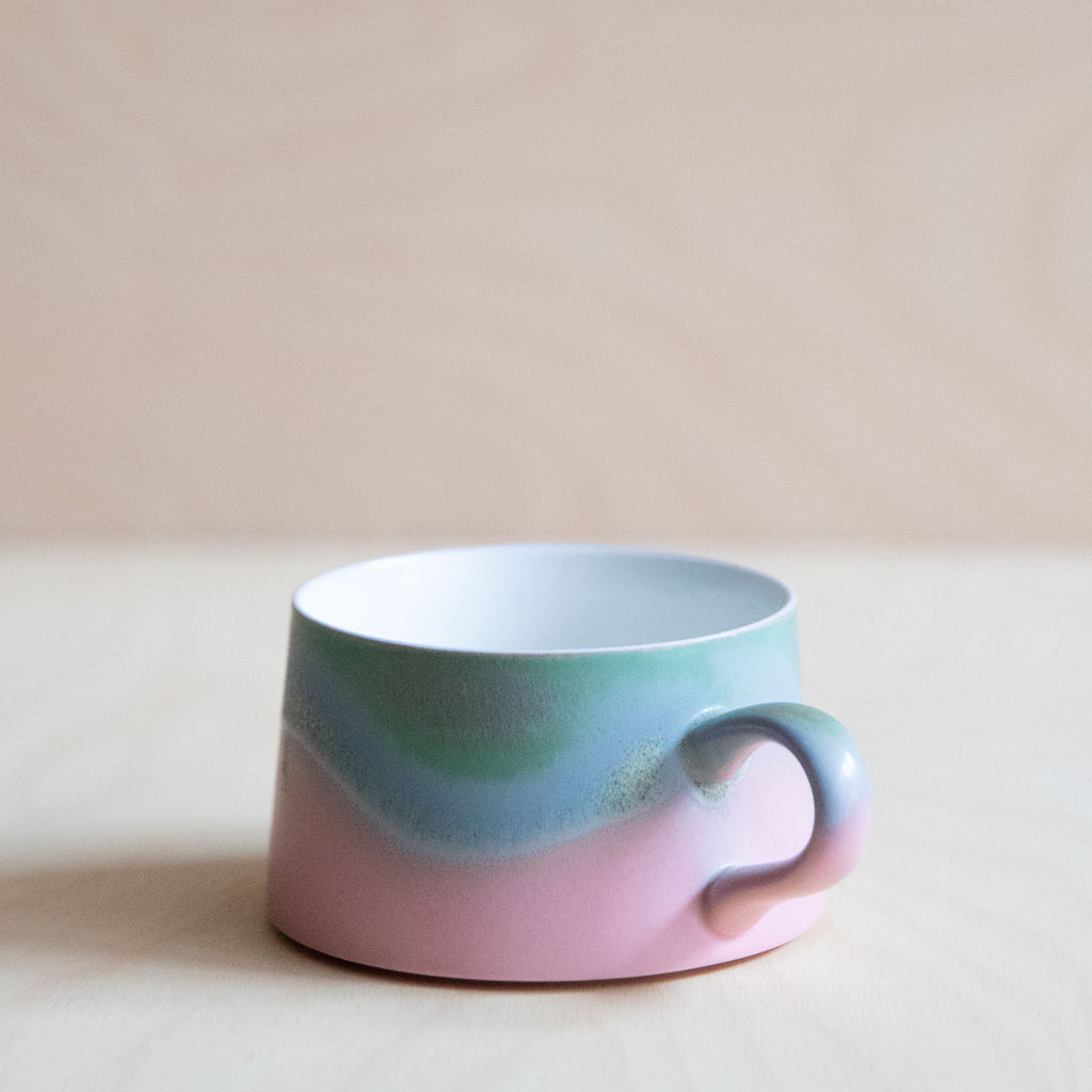 Porcelain Green Blue Pink Glaze Coffee mug