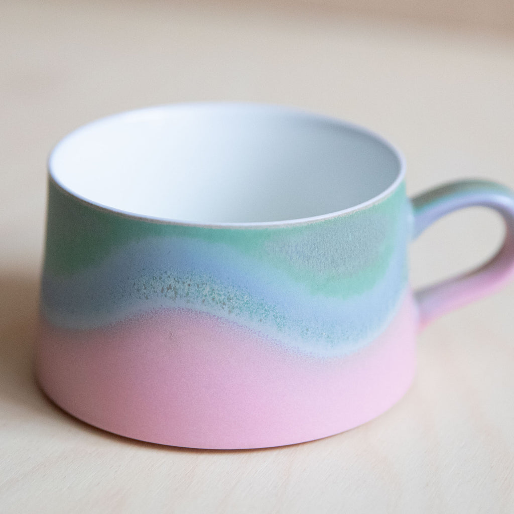 Porcelain Green Blue Pink Glaze Coffee mug