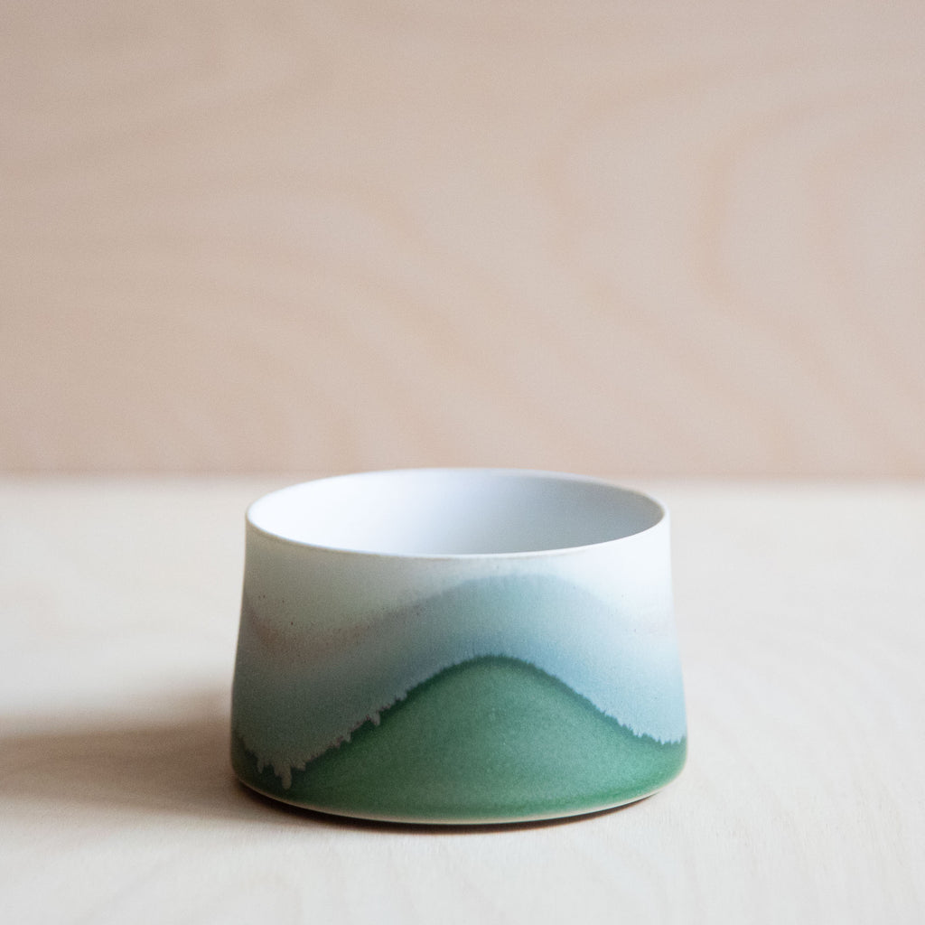 Porcelain Mountain Forest Green Glaze Coffee Cup