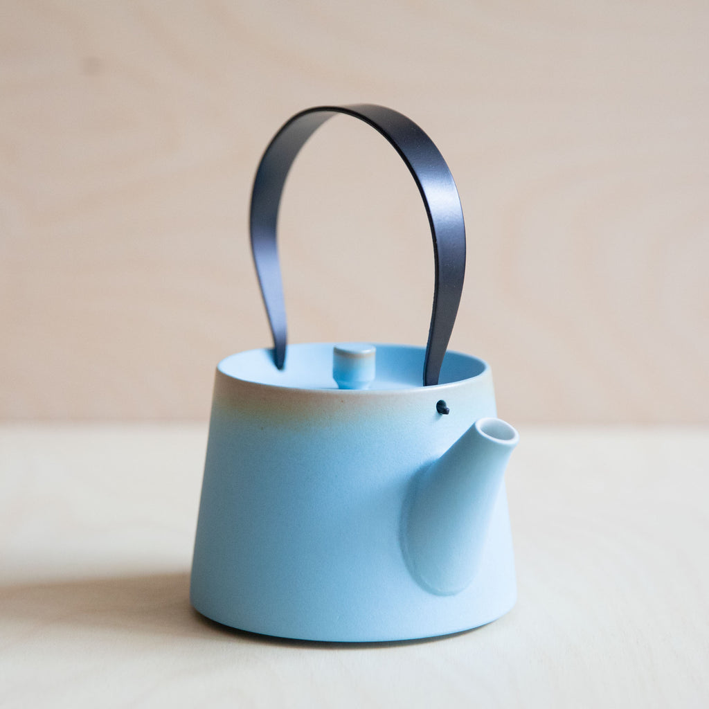 Porcelain Lake Glaze Teapot from Jingdezhen metal handle