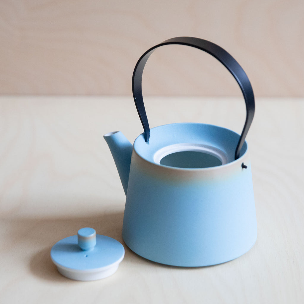 Porcelain Lake Glaze Teapot from Jingdezhen metal handle