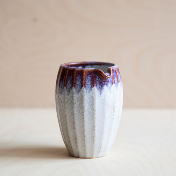 Faceted Sake Jug - Plum and White