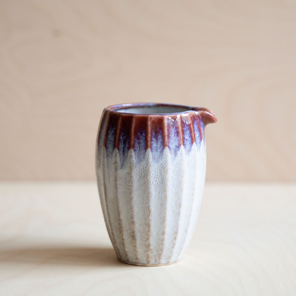 Faceted Sake Jug - Plum and White