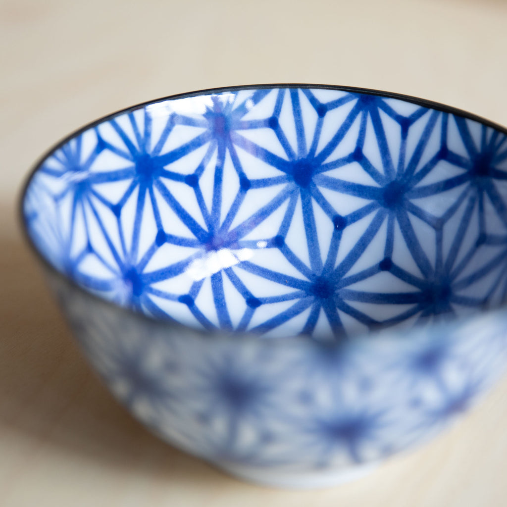 Indigo Ikat Ceramic Bowl Medium - Starburst