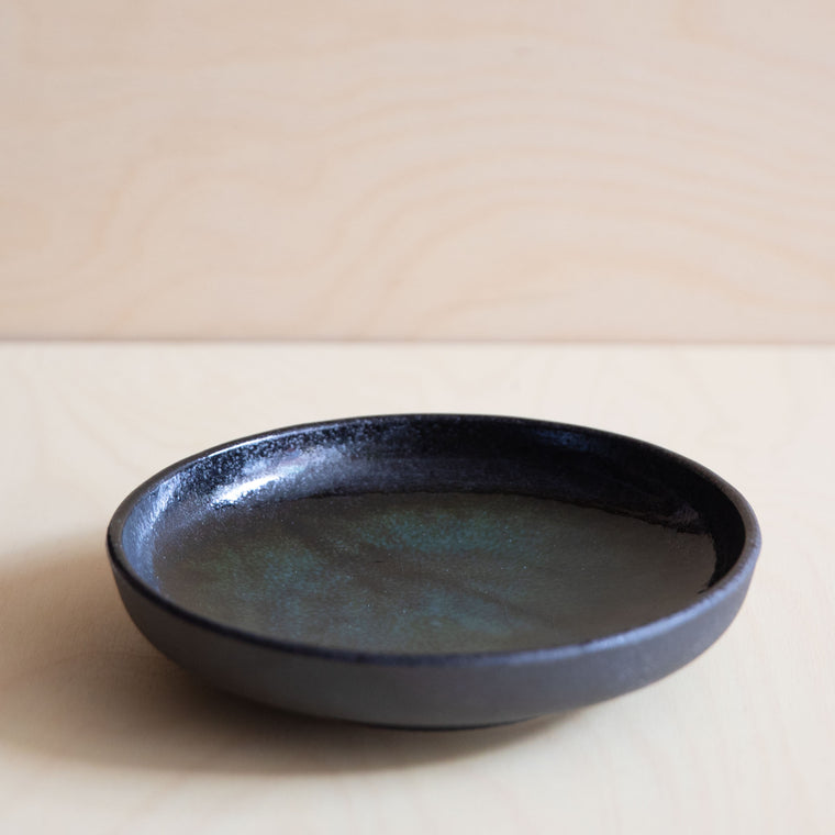 Black and jade green asian high rim plate