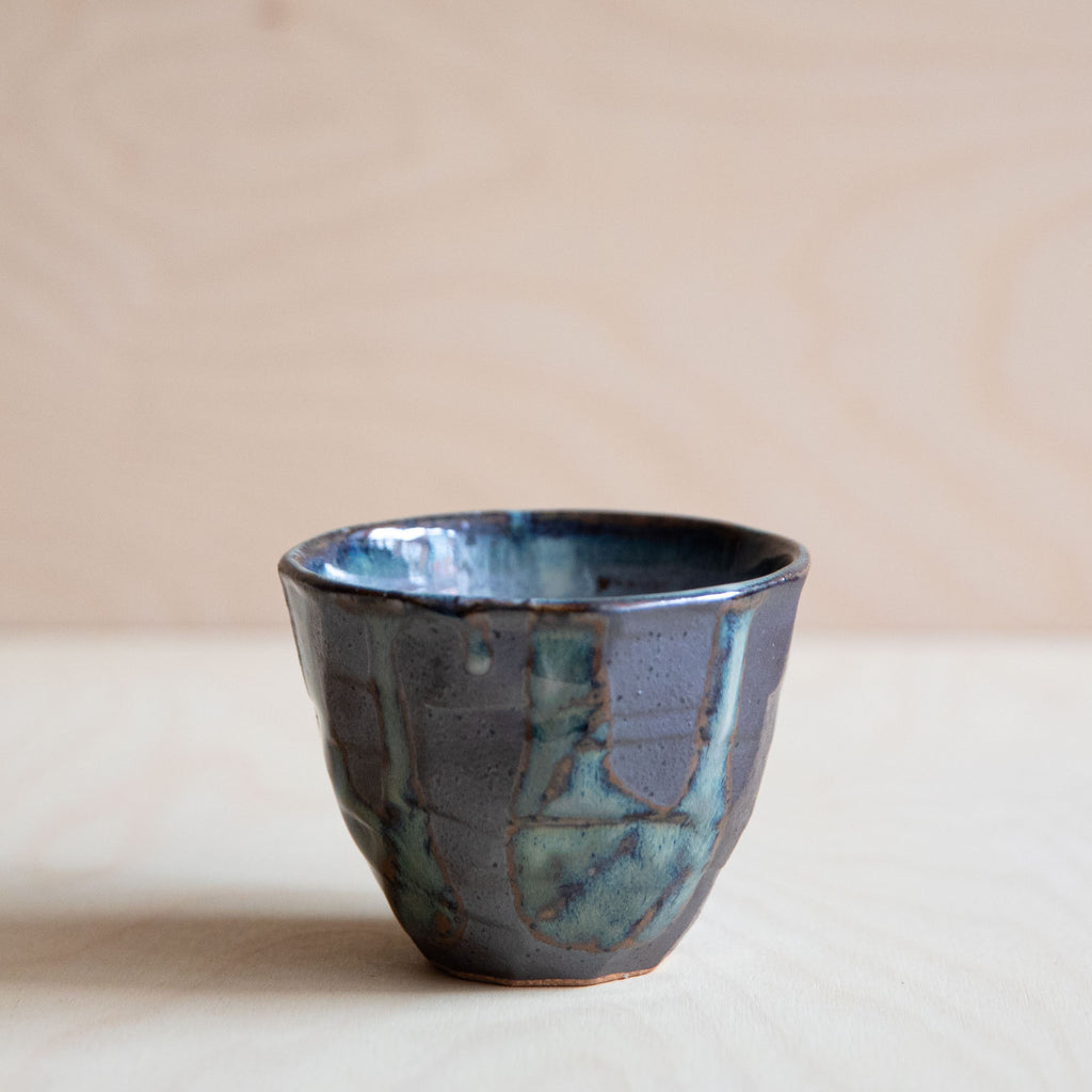 Faceted Blue and Brown Cup