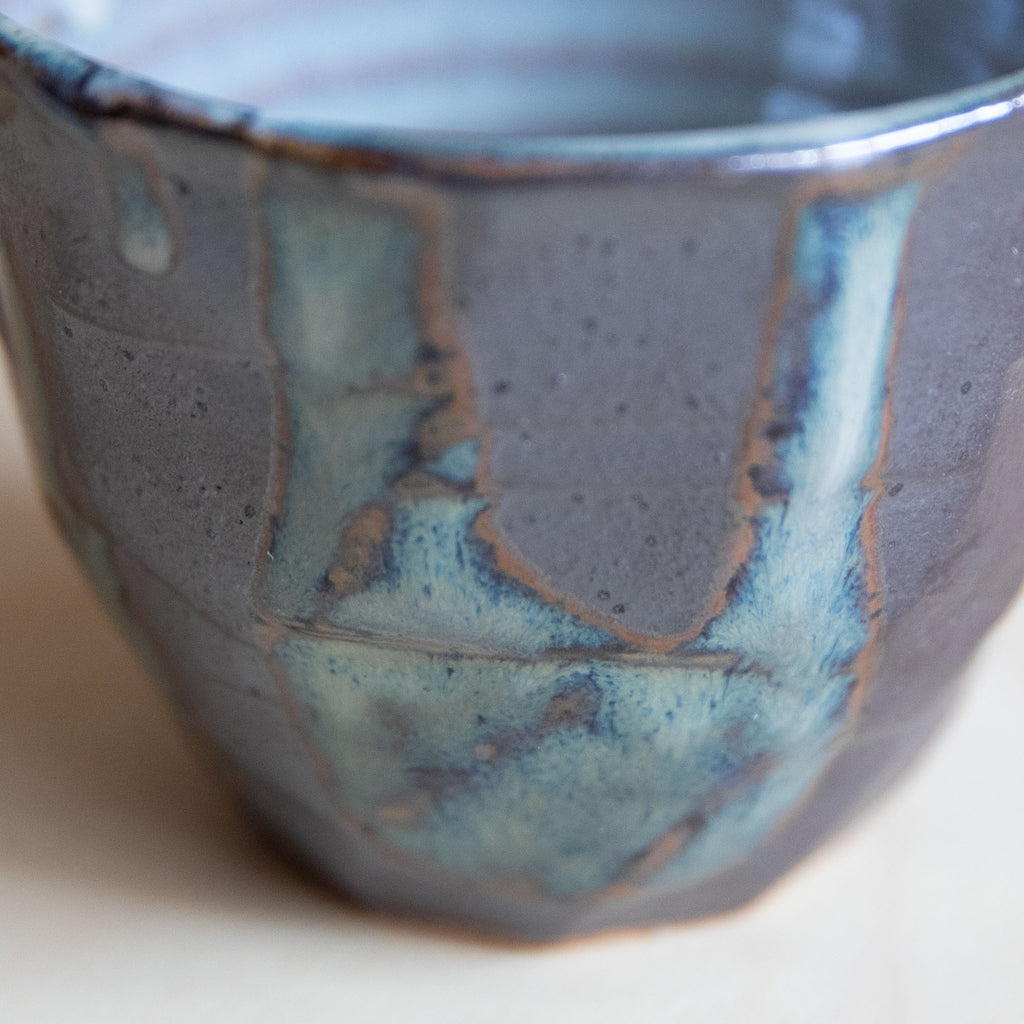 Faceted Blue and Brown Cup