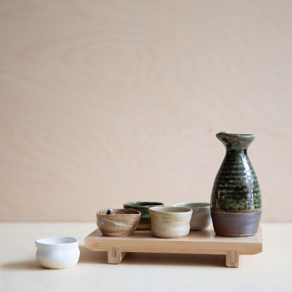 5 Sake Cups in Wooden Box