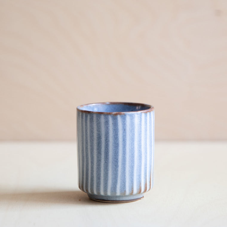 soft grey teacup with white lines