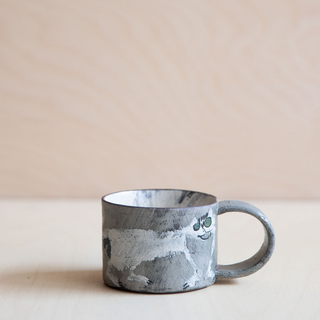 Grey & White Cat Small Ceramic Mug