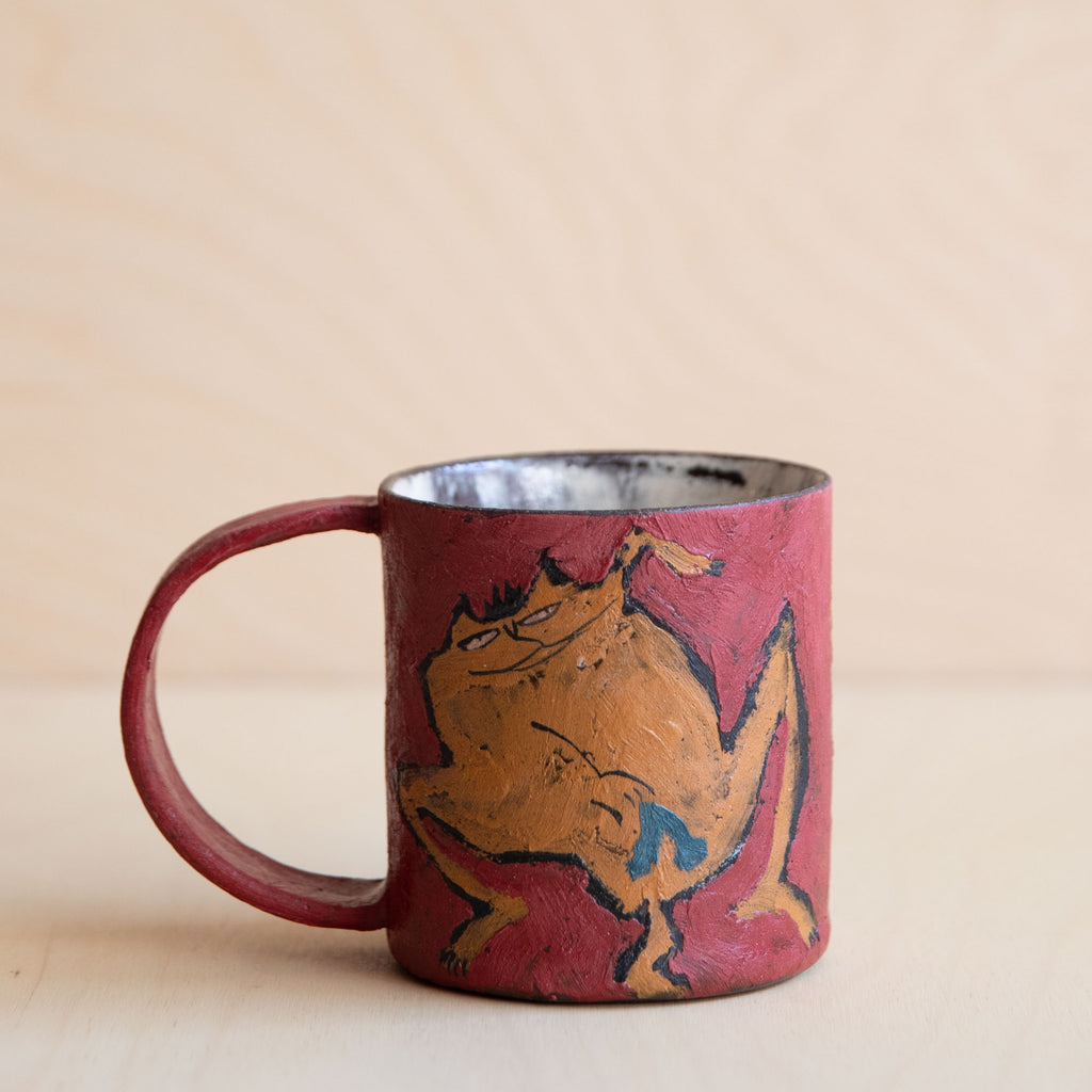 Red & Orange Cat Ceramic Mug