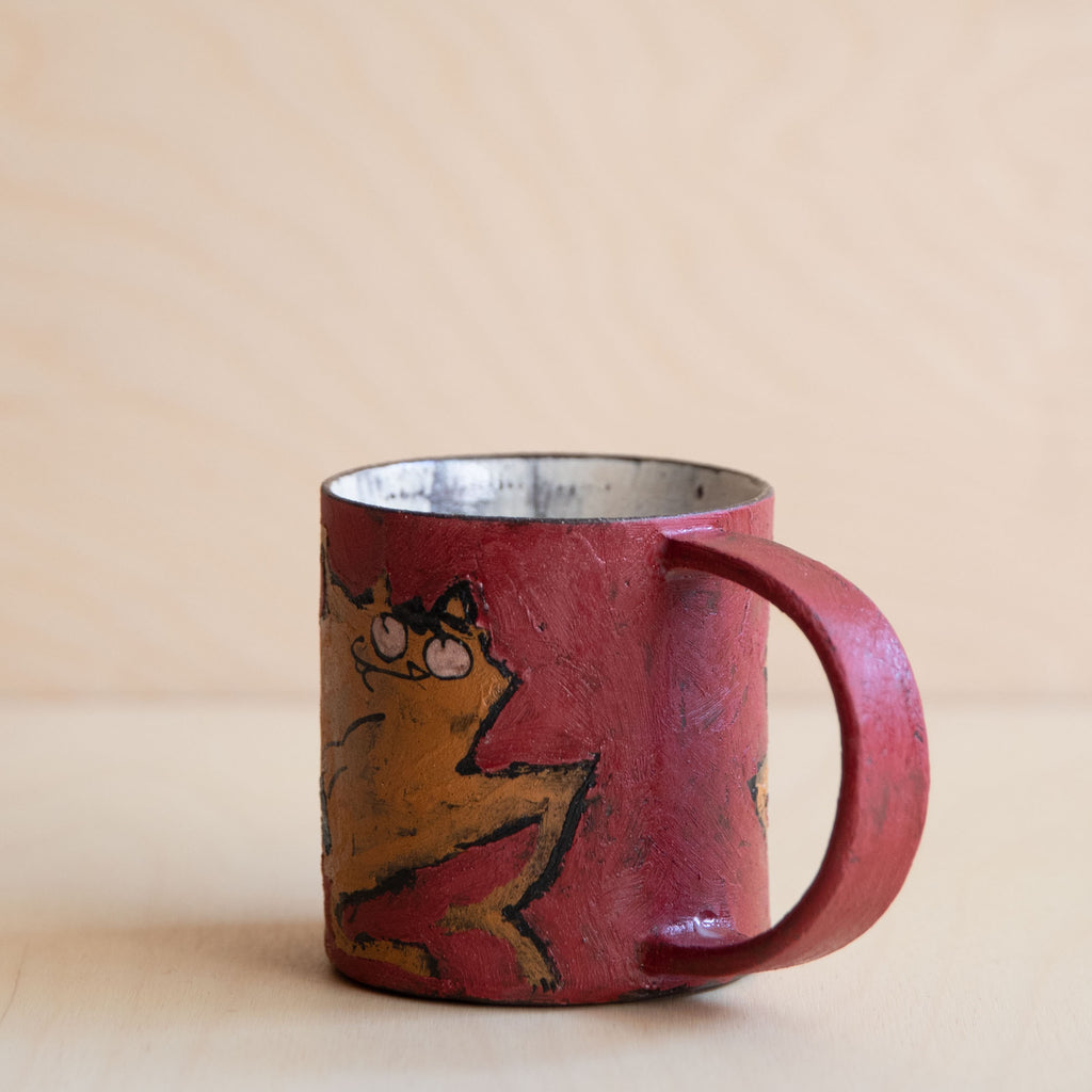 Red & Orange Cat Ceramic Mug