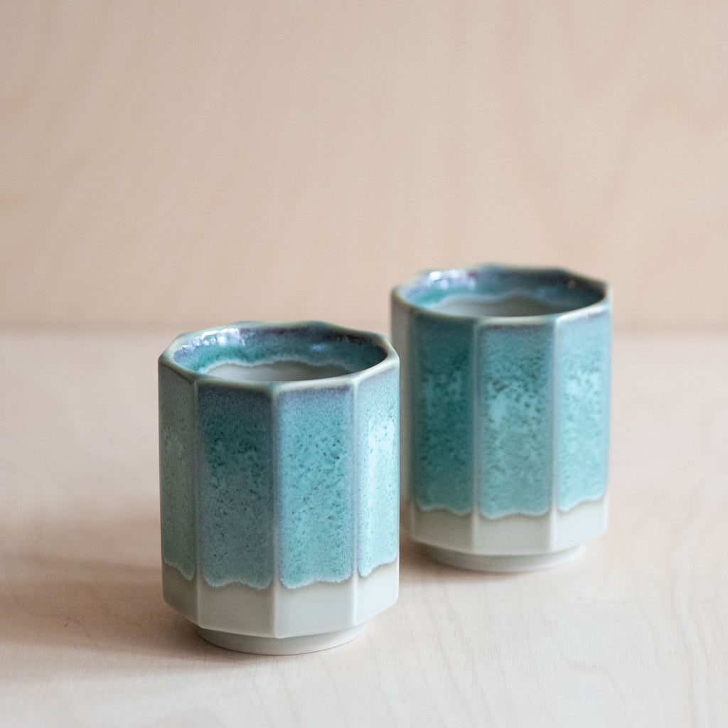 White/Aqua Glaze Cup