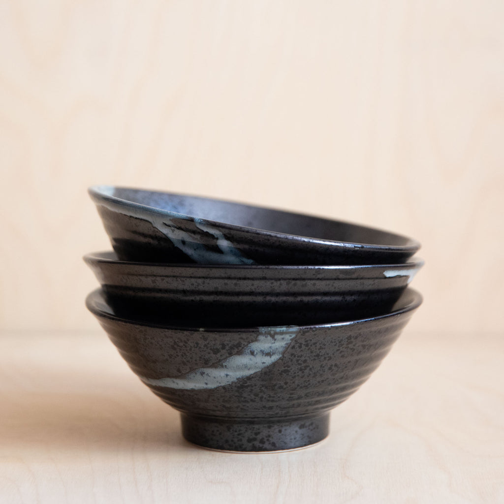 Black with Blue Splash Bowl