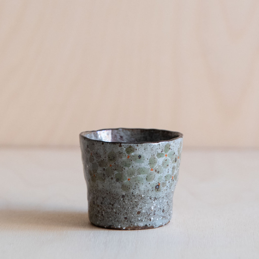 Coarse Clay Cups with Band of Flowers 01 by Zhang Min