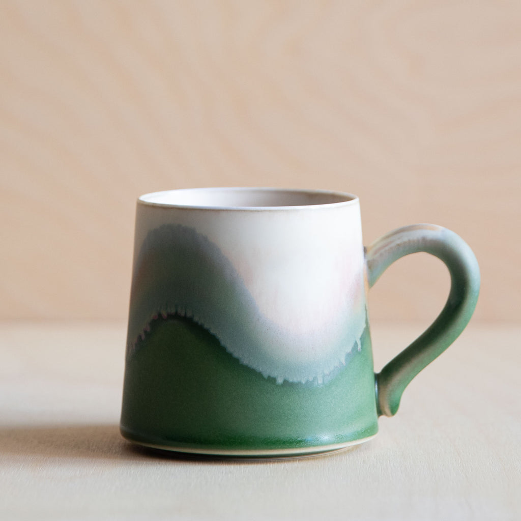 Porcelain Mountain Forest Green Glaze Mug