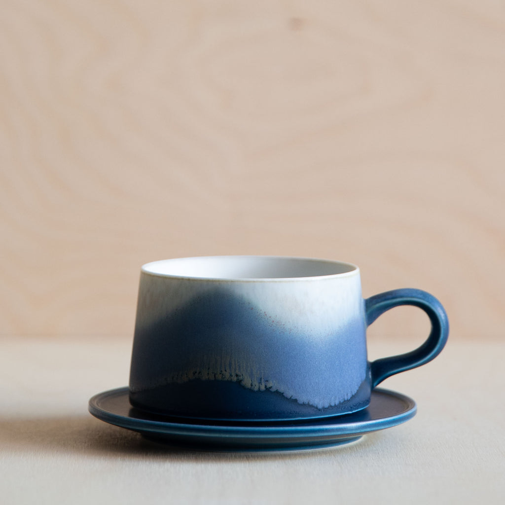 Porcelain Mountain Sea Glaze Coffee Mug with plate