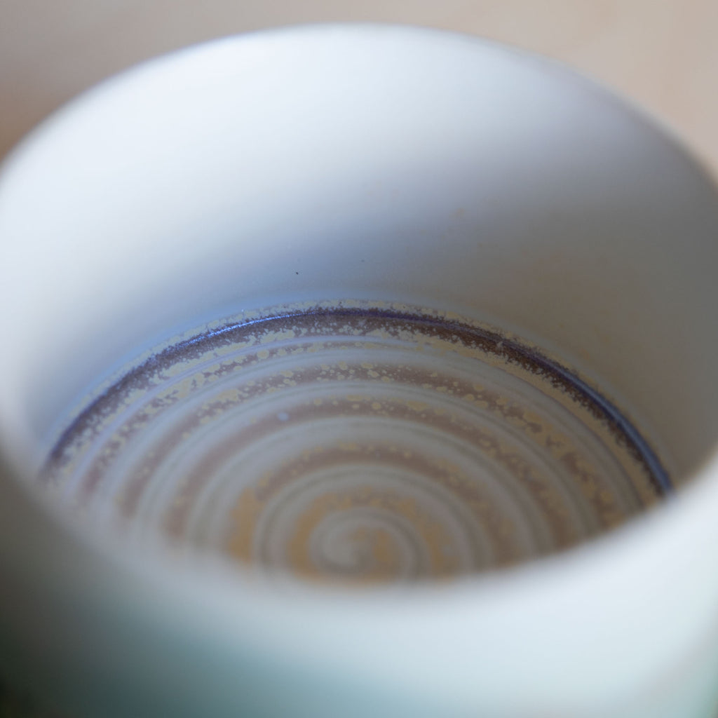 Porcelain Mountain Forest Green Glaze Coffee Cup with Plate