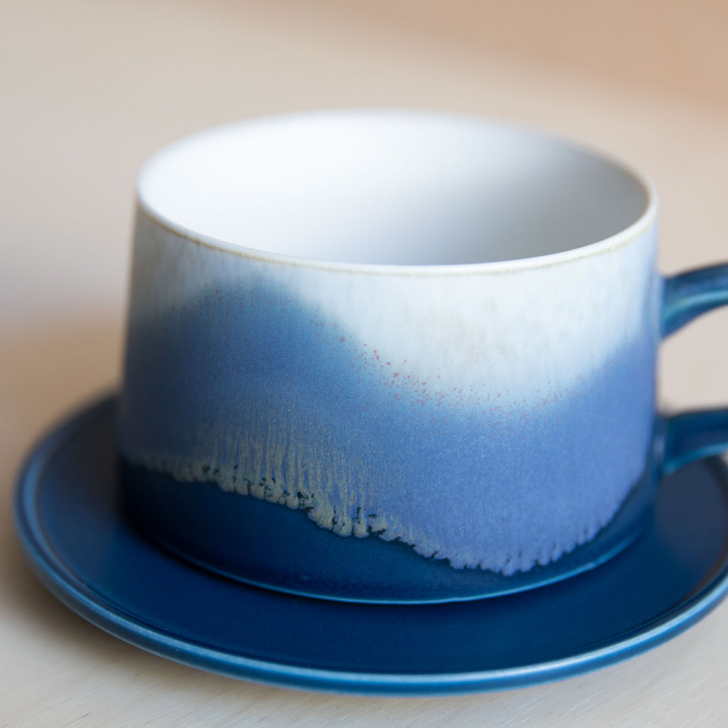 Porcelain Mountain Sea Glaze Coffee Mug with plate