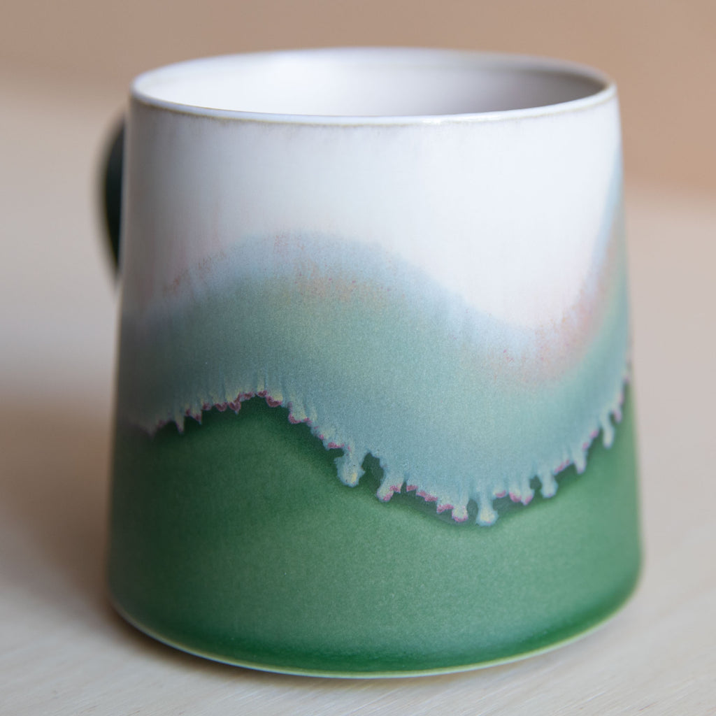 Porcelain Mountain Forest Green Glaze Mug