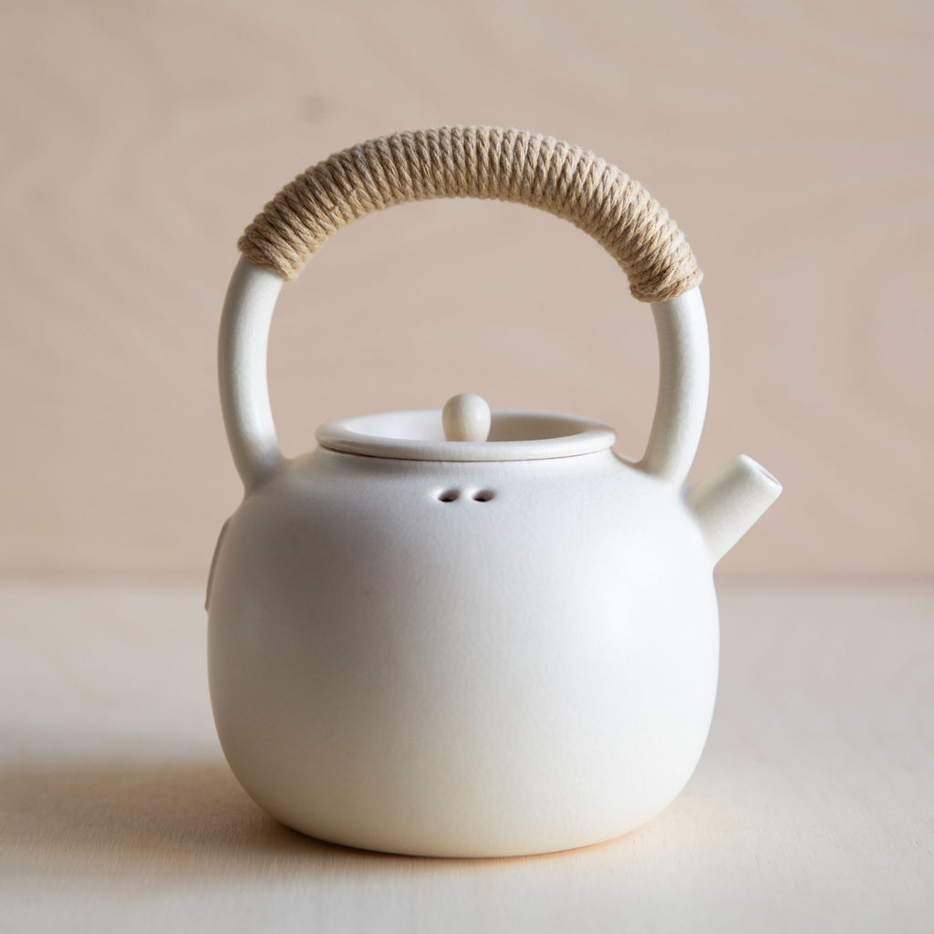 Ceramic Teapot white top handle