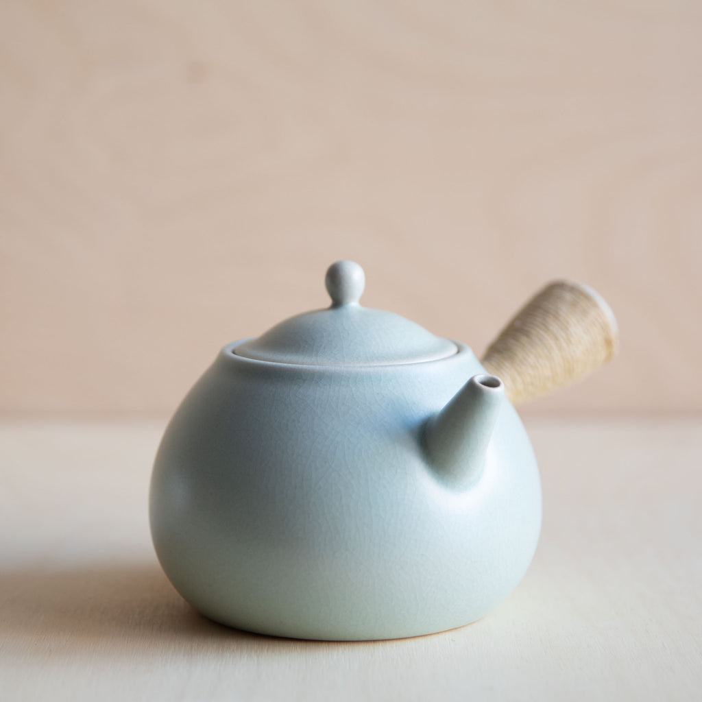 Ceramic Teapot jade blue side handle