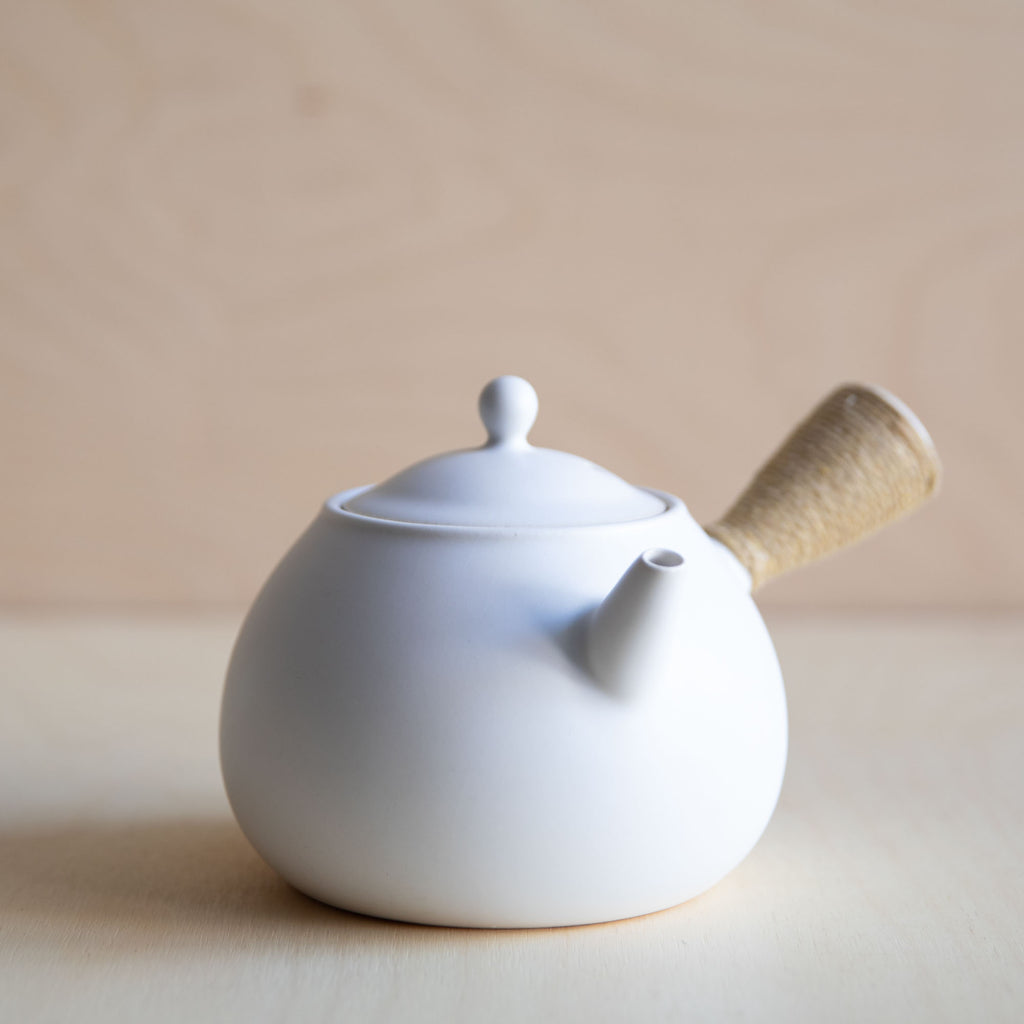 Ceramic Teapot white side handle