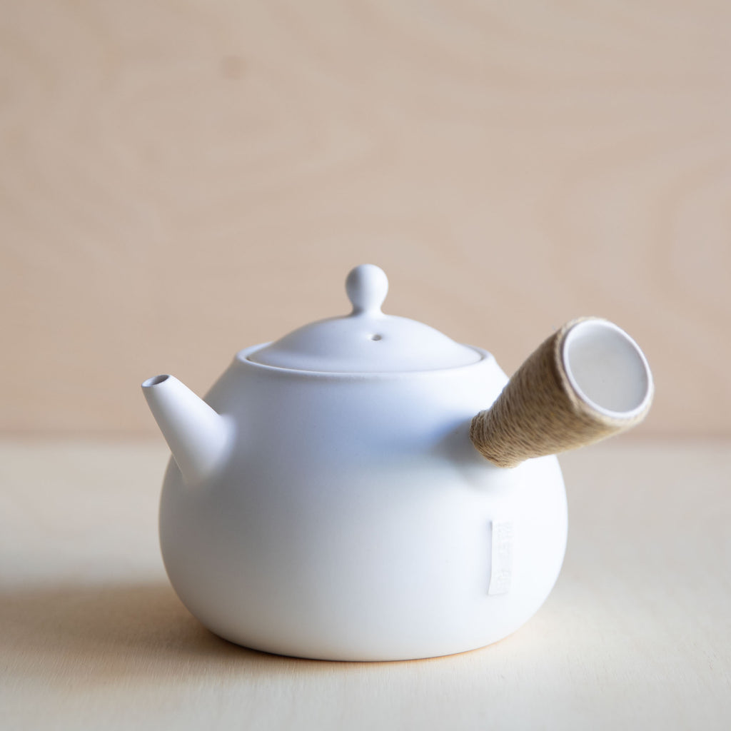 Ceramic Teapot white side handle