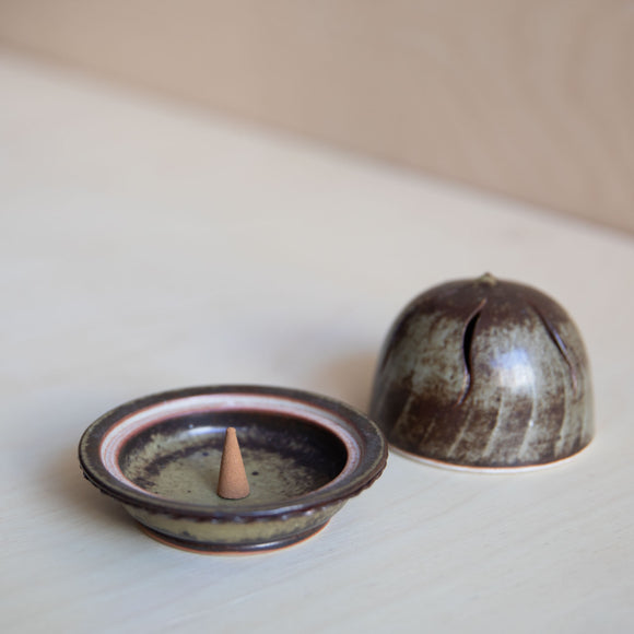 Brown Ceramic Cone Incense Holder 02 Wang Xinghua