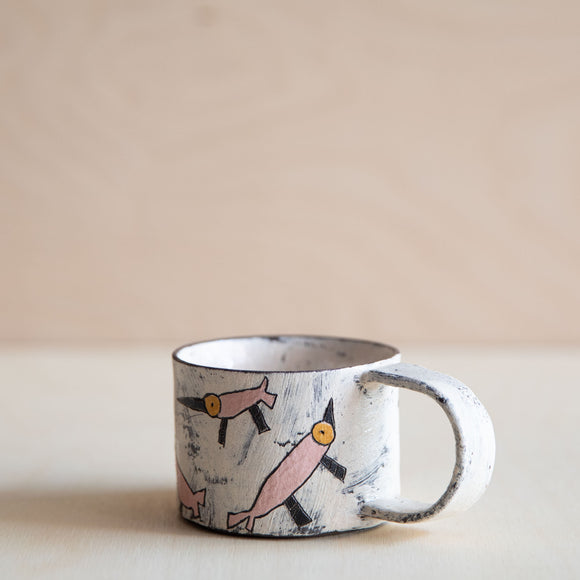 Pink bird Small Ceramic Mug