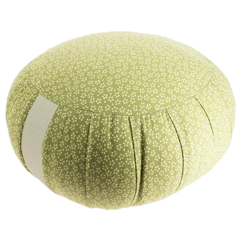 Kapok Round Zafu Meditation Cushion - Green Sakura