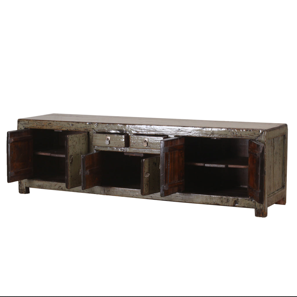 Chinese Grey Green Low Long Sideboard from Shandong