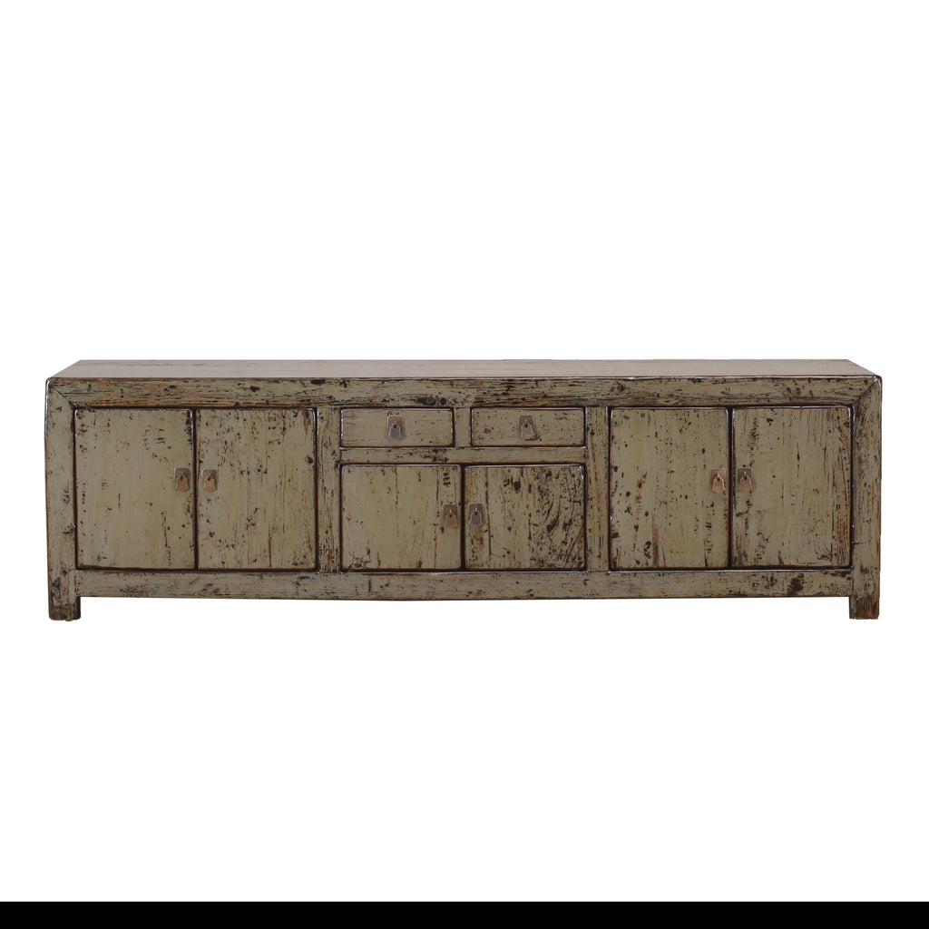 Chinese Grey Green Low Long Sideboard from Shandong