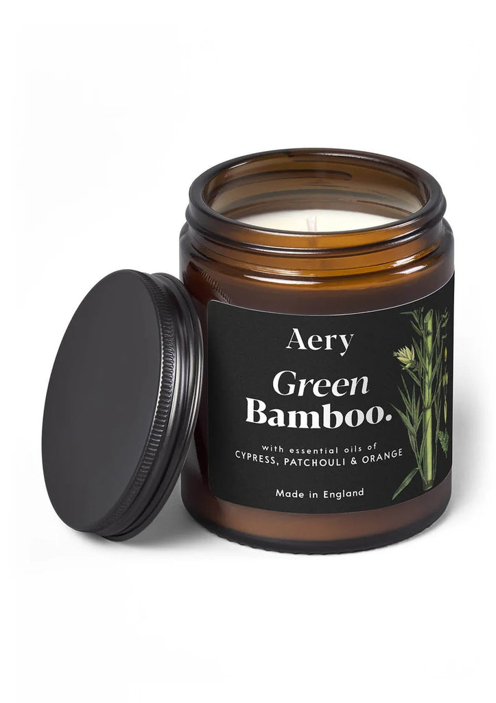 Green Bamboo Scented Jar Candle- Cypress Patchouli and Orange