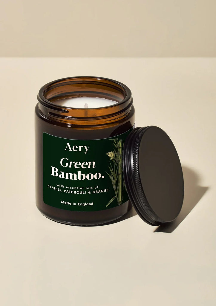 Green Bamboo Scented Jar Candle- Cypress Patchouli and Orange