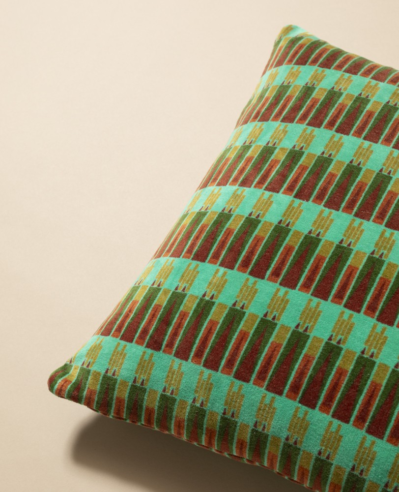 Square Cotton Velvet Cushion- Vienna Biscay Green