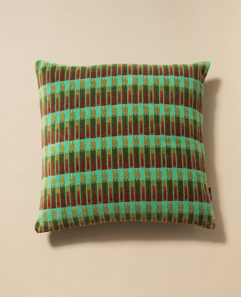 Square Cotton Velvet Cushion- Vienna Biscay Green