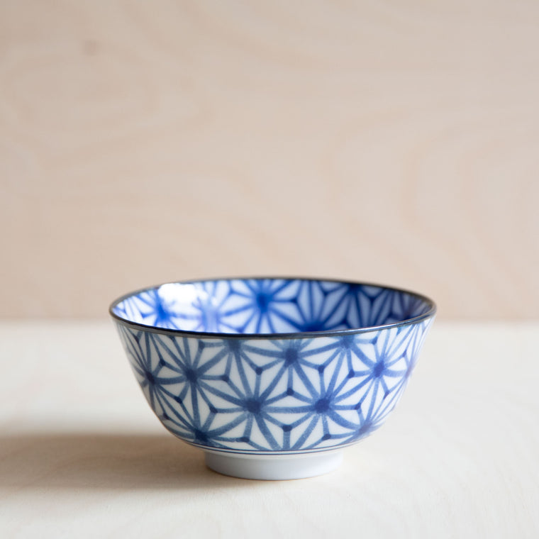 Indigo Ikat Ceramic Bowl Medium - Starburst