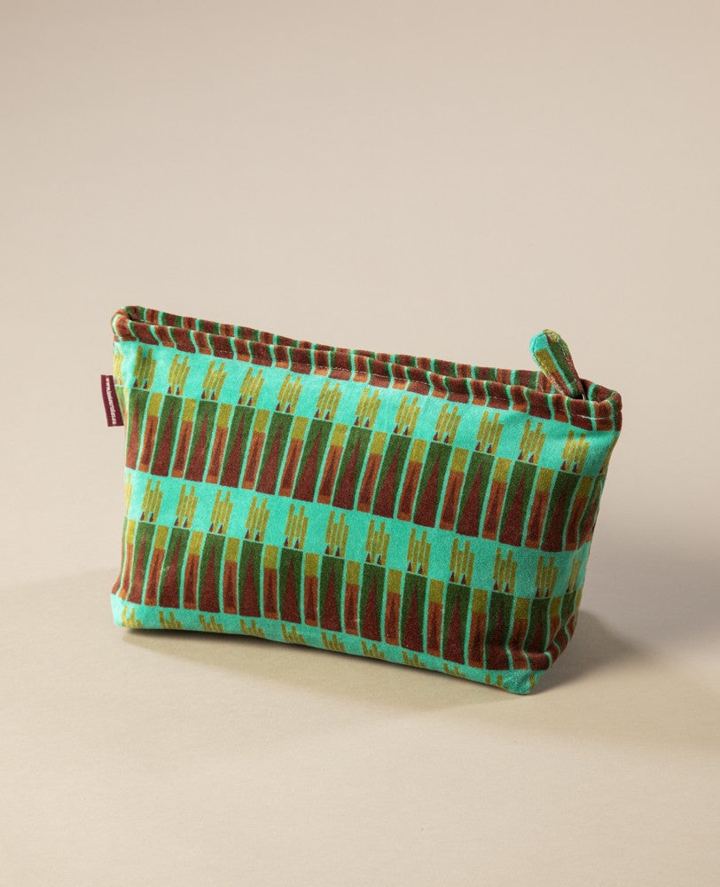 Large Cotton Cosmetics Bag-Vienna Biscay Green