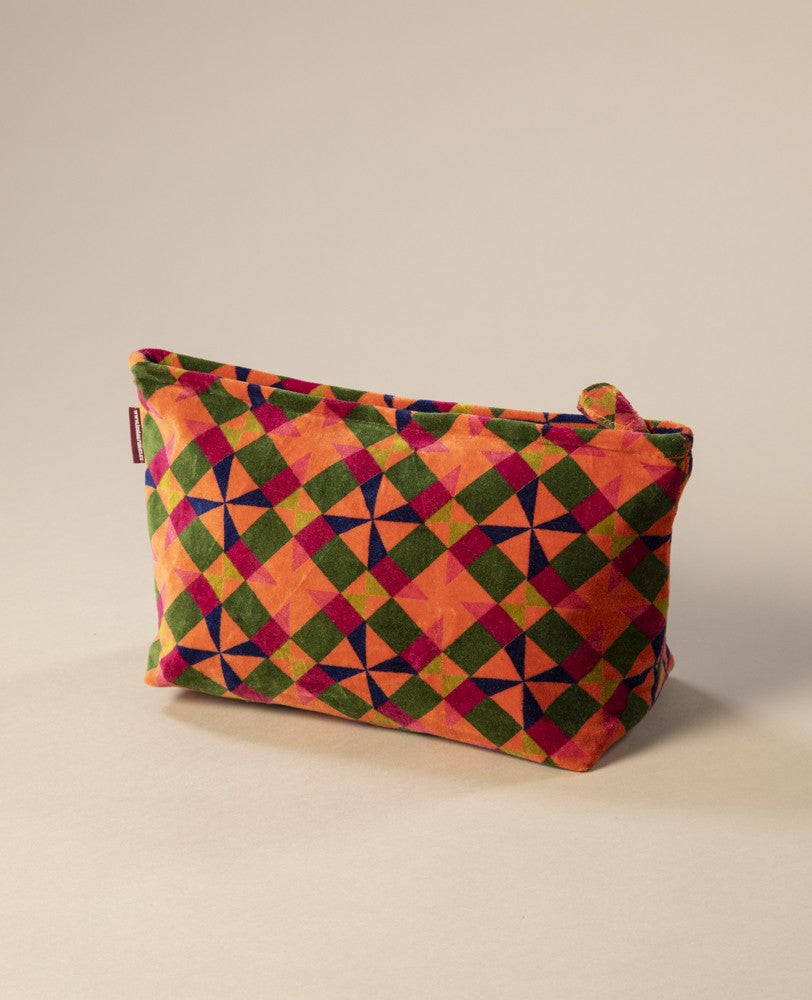 Large Cotton Cosmetics Bag-Mosaik Orange