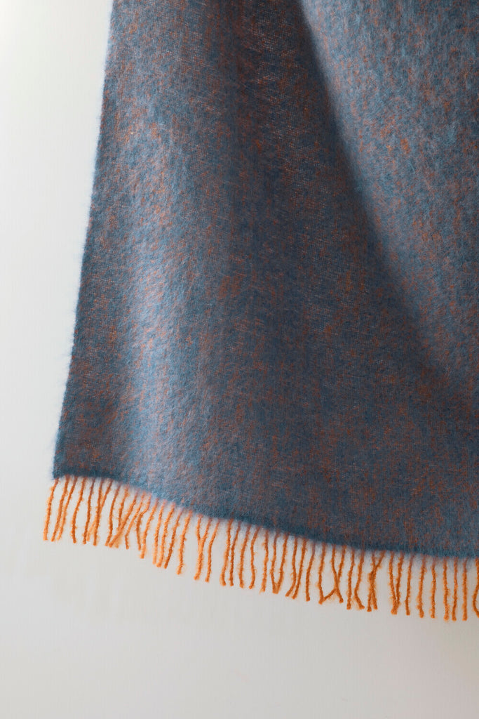 Revontuli Mohair blanket- rust-denim blue