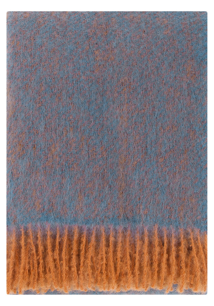 Revontuli Mohair blanket- rust-denim blue